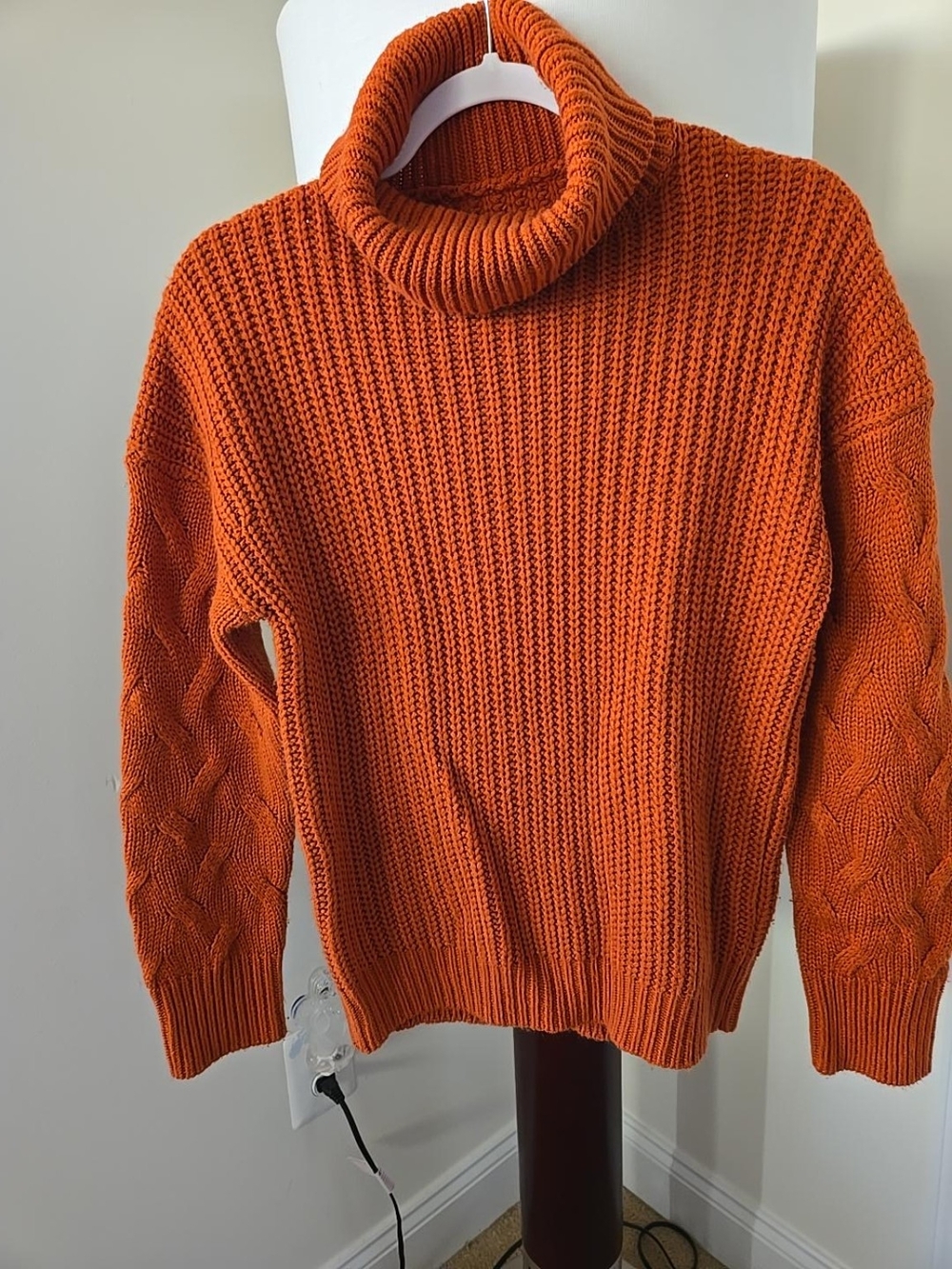 Chunky Turtleneck Sweater in Burnt Orange - Women - Picture 4 of 5
